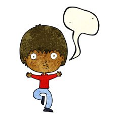 cartoon excited boy with speech bubble N31