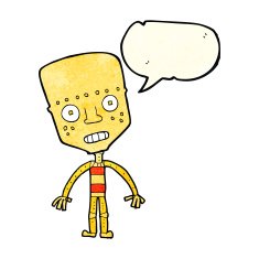 cartoon robot with speech bubble N41