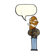 cartoon bored old man with speech bubble N4