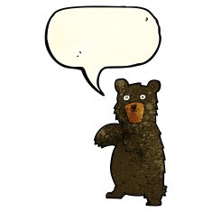 cartoon black bear with speech bubble N16