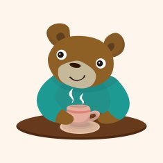 animal bear having afternoon tea theme elements N4