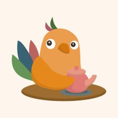 animal bird having afternoon tea theme elements N3