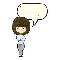 cartoon shy woman with speech bubble N14