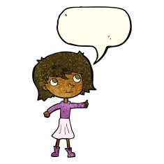 cartoon happy girl with speech bubble N18