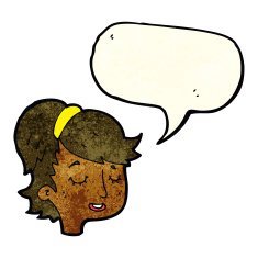 cartoon pretty female face with speech bubble N22
