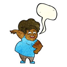 cartoon overweight woman with speech bubble N6