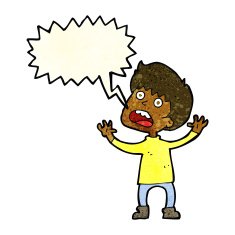 cartoon stressed boy with speech bubble N2