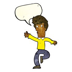 cartoon rushing man with speech bubble N3