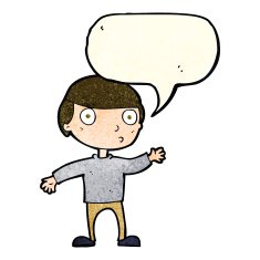 cartoon waving man with speech bubble N10