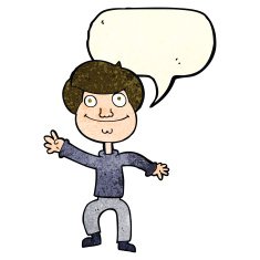 cartoon happy man waving with speech bubble N10