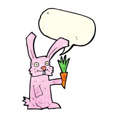 cartoon rabbit with carrot speech bubble N2