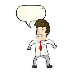 cartoon nervous businessman with speech bubble N4