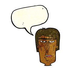cartoon angry face with speech bubble N8
