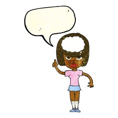 cartoon woman with idea speech bubble N56