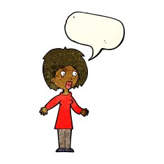 cartoon surprised woman with speech bubble N57