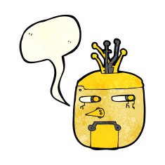 cartoon robot head with speech bubble N14