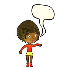 cartoon concerned woman reaching out with speech bubble N3
