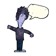 cartoon vampire man with speech bubble N28