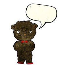cartoon little black bear with speech bubble N4