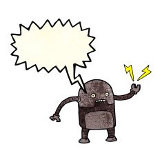 funny cartoon robot with speech bubble N14