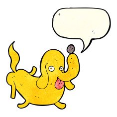 cartoon dog sticking out tongue with speech bubble N4