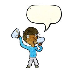 cartoon man drinking beer with speech bubble N3