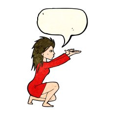 cartoon womn casting spel with speech bubble N2
