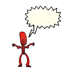 cartoon funny robot with speech bubble N20