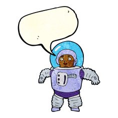cartoon space man with speech bubble N5