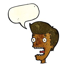 cartoon terrified man with speech bubble N50