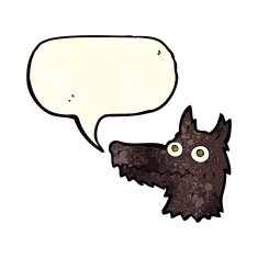 cartoon wolf head with speech bubble N8