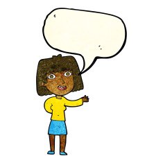 cartoon friendly woman waving with speech bubble N12