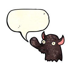 cartoon happy wolf with speech bubble N5