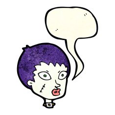 cartoon female zombie head with speech bubble N4
