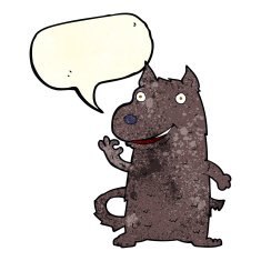 cartoon happy dog with speech bubble N17