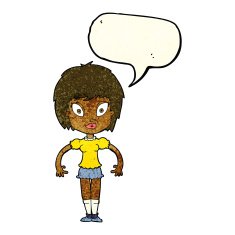 cartoon pretty girl with speech bubble N22