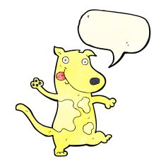 cartoon happy dog with speech bubble N18