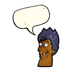 cartoon vampire head with speech bubble N9