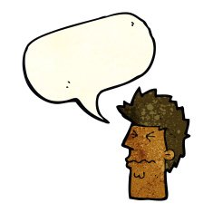 cartoon stressed out face with speech bubble N3