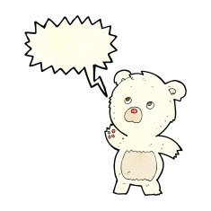 cartoon curious polar bear with speech bubble N2