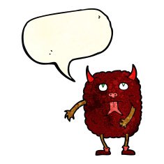 funny cartoon monster with speech bubble N7