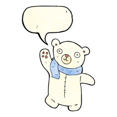 cute cartoon polar teddy bear with speech bubble N3