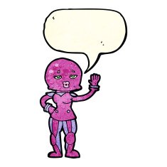 cartoon female astronaut with speech bubble N11