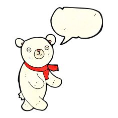 cute cartoon polar teddy bear with speech bubble N4