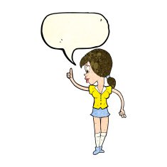 cartoon girl with idea speech bubble N6