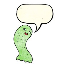 funny cartoon ghost with speech bubble N20