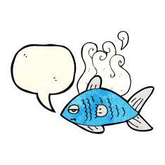 cartoon funny fish with speech bubble N4