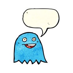 cartoon ghost with speech bubble N5
