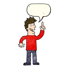 cartoon man with great new idea speech bubble N4