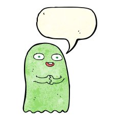 funny cartoon ghost with speech bubble N22
